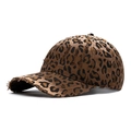 Casquette de baseball léopard vintage avec bords effilochés et aspect délavé - Réglable / café