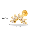 Gold labret stud with a marquise zircon crown and screw threading, size 0.67cm by 1.11cm - Marquise Arc (HSPJ0154-5#) / Gold Yellow