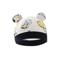 Berretto neonato in cotone bianco con bordo blu, stampa mucca e scritta Forever Love - Cappello Mucca Blu Notte