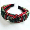 Classic red and green tartan plaid knotted headband with a British style fabric finish - Classic Tartan Plaid