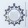 Detail of sun-shaped rainbow suncatcher showing 12.7cm size and holographic prism texture - TYSC002: Optical Rainbow Prism Sun