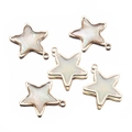 Five golden-edged white star shell pendants for handmade DIY earring jewelry accessories - 16mm White Shell Star