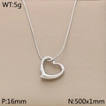 Silver tone heart pendant necklace with smooth snake chain and polished asymmetric charm - Silver Hollow Heart Style (KN238349-Z)