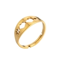 Anello aperto irregolare minimalista con motivo a cuore e fiocco in finitura dorata - Cuore e Freccia Oro