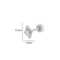 Silver geometric rhombus stud earring with clear zircon and ball screw back design - 4# Silver (Rhombus)