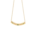 Collar dorado irregular con tres piedras preciosas verdes sobre un fondo blanco - Estilo con piedra verde incrustada (1#)