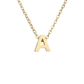 Polished gold plated stainless steel cable chain necklace with letter A pendant charm - Letter A