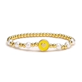 Perlenarmband aus Gold und Perlen mit gelbem Herzanhänger im stilvollen Stretch-Design - Gelb