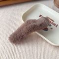 Elegant brown plush shark hair clip with soft faux fur texture for women's winter hair styles - Basic Style / Brown