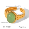Detaillierte Größenangaben für goldene Edelstahloberfläche mit grünem ovalem Edelstein - Grüner Aventurin Stil (HC-R30090)