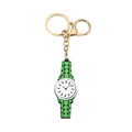 Dettaglio portachiavi a forma di orologio verde con chiusura in metallo oro - Verde