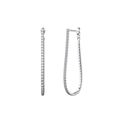 Elegant 925 sterling silver long drop earrings with double row sparkling zircon stones - Silver Double Row Rhinestone Bar Earrings (SE380-P-B)