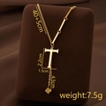 Titanium steel gold necklace with T-letter pendant and elegant tassel detail - Letter T / Gold