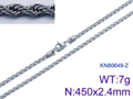 Silver stainless steel twist rope chain necklace with secure lobster clasp for men and women - Silver 450x2.4mm (KN80649-Z)