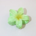 Light green gradient Plumeria flower hair claw clip with translucent resin petals - 1 Piece / #8 Green / Bulk Packaging