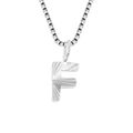 Silver-toned titanium steel box chain necklace with pleated initial letter F pendant - F-Steel Color