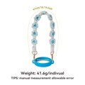 Blue and white daisy woven cup strap with rose gold clip and silicone ring for water bottles - K68824 Blue