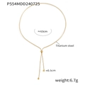 Collana a Y regolabile in acciaio al titanio placcato oro 18K con catena da 63cm e sfere - Acciaio al titanio / P554-Collana Oro