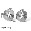 Dettaglio orecchini a cerchio larghi argento 30mm x 13,5mm con dimensioni - Stile a Fascia Larga Argento (TE6077-S)
