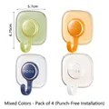 Set of 4 self-adhesive heavy duty hooks in green, orange, blue, and white colors - Set of 4 / Mixed Colors - Astronaut Hook