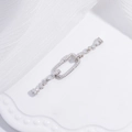 Chiusura rettangolare in argento S925 con zirconi per creazione di gioielli fai da te - Gamba Lunga / Oro Bianco