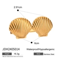 Pinza para el pelo dorada con forma de concha, de acero inoxidable e hipoalergénica - Estilo de Doble Concha (JDH2405014)
