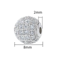 Silberne Zirkonia-Rundperle 8mm Durchmesser mit 2mm Loch für DIY-Schmuckherstellung - 8mm-Weißer Zirkonia-Silber
