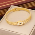 Macro detail of gold evil eye bracelet with blue stone on a beige jewelry case - Eye Shaped Blue Center Stone Style (9#)