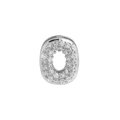 Mini silver bubble letter O pendant with pave cubic zirconia stones for DIY bracelet - Letter O / Silver