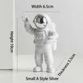 Matte white astronaut figurine with silver visor, height 10cm, modern resin desk decor - Small Plated Silver Model A