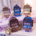 Mini slot machine keychains in metallic gold silver and blue lucky casino toy pendants - Voice Slot Machine With Gold Clasp And Bell