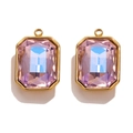 Pendentifs en cristal violet rectangulaire avec cadre en acier inoxydable doré pour bijoux - Style B Rose