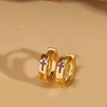 Orecchini a cerchio dorati minimalisti con design a croce viola vintage per donna - Viola