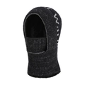 Winter thermal balaclava hat in dark charcoal knit with warm black plush lining - Black