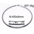 Silver stainless steel choker necklace with embossed cross patterns measuring 450x6mm - Cross Relief Style (KN33833-Z)