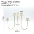 Candelabro vintage de 5 brazos en hierro blanco envejecido, 18,5 cm para decoración - Pequeño (5 brazos) / Blanco Desgastado