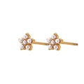 Mini 18K vergoldete Edelstahl-Ohrstecker mit weißem Perlen-Blumendesign-Details - Goldener Perlenstil