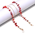 Fashionable red natural stone chain for glasses and face masks with gold-plated lobster clasps - Gold