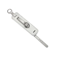 Silver PU leather keychain strap with adjustable metal buckle and round ring - Silver