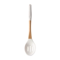 White silicone slotted spoon with natural wooden handle kitchen cooking tool - Small Skimmer