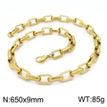 Golden rectangular link chain necklace with lobster clasp, size 650x9mm and weight 85g - Gold Necklace 65cm (KN202968-Z)
