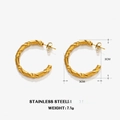 Orecchini a cerchio ritorti a C in acciaio inossidabile dorato 18K, diametro di 3 cm - 3cm / Oro