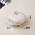 Mini portapillole stile valigia crema con strisce verticali e fibbia argentata 8x7,8cm - Piccolo Bianco Crema
