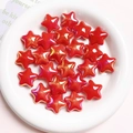 Perle rosse a forma di stella con rivestimento UV arcobaleno per gioielli fai da te e hobby - Diametro 22mm / Rosso Solido