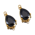 Pendentif goutte avec zircone noire et acier inoxydable doré pour la création de bijoux - Goutte (Noir) / 10x6mm / Or