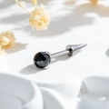 F136 titanium piercing bar with black faceted ball and sharp cone spike tip - Black