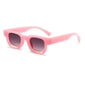 Chic pink square frame sunglasses with gradient grey lenses and retro thick PC rims - Jelly Pink Frame Gray Lens
