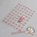Self-adhesive 5D red bow nail art stickers with crystal rhinestones, model MO-267 - Crystal Diamond Red Bow / MO-267