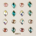 Sparkly butterfly diamond ear stickers in pink, teal, and iridescent colors, model EGS010 - EGS010-Round/Rhombus Mixed