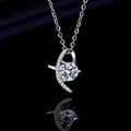 Silver pendant necklace featuring a round-cut gemstone with curved pave diamond accents - Xl-138 [with Cross Chain]